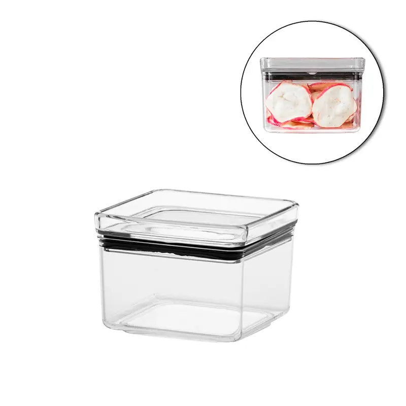 POTE DE ACRILICO QUADRADO LUMINI EMPILHAVEL COM TAMPA HERMETICA 480ML