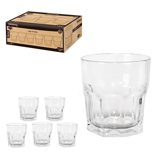 JOGO DE COPO DE VIDRO BRISTOL PARA WHISKY JADE COM 6 PECAS 310ML