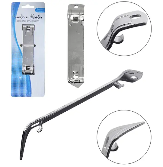 FURADOR DE LATA E ABRIDOR DE GARRAFA DE METAL MULTIUSO 10,5X2CM