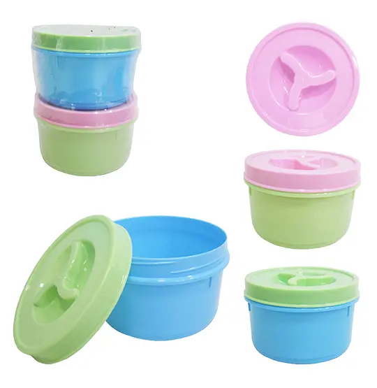 CONJUNTO DE POTE DE PLASTICO REDONDO COM TAMPA DE ROSCA COLORS 2 PECAS 600ML
