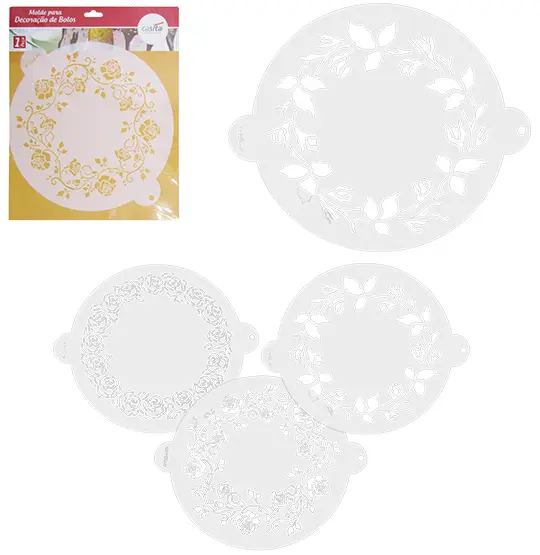 MOLDE DE PLASTICO PARA DECORACAO DE BOLOS SORTIDAS 25,4CM DE Ø