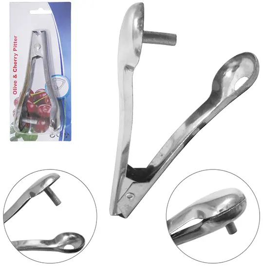 EXTRATOR DE CAROCOS DE AZEITONAS E CEREJAS DE INOX 13CM NA CARTELA