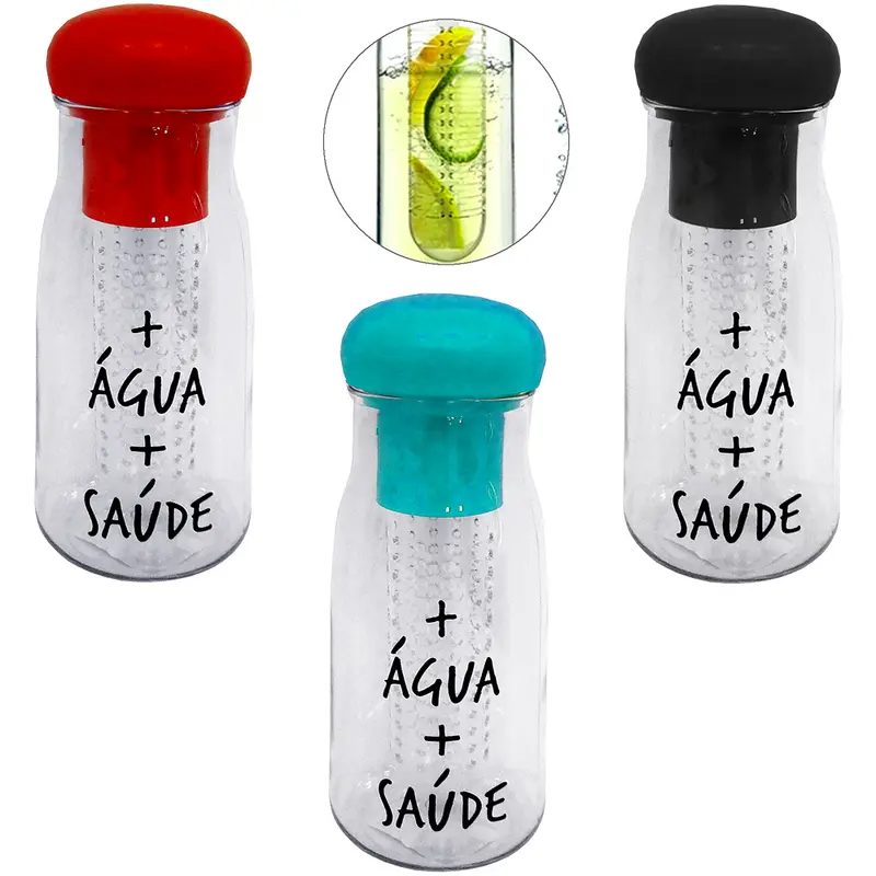 GARRAFA SQUEEZE DE PLASTICO AS FRASES COM INFUSOR + TAMPA COLORS 600ML
