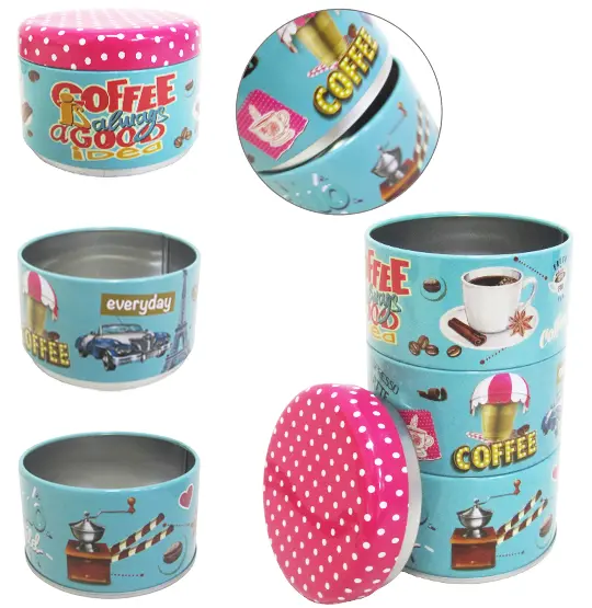 CONJUNTO DE POTE DE LATA REDONDO EMPILHAVEL COM TAMPA 3 PECAS 750ML