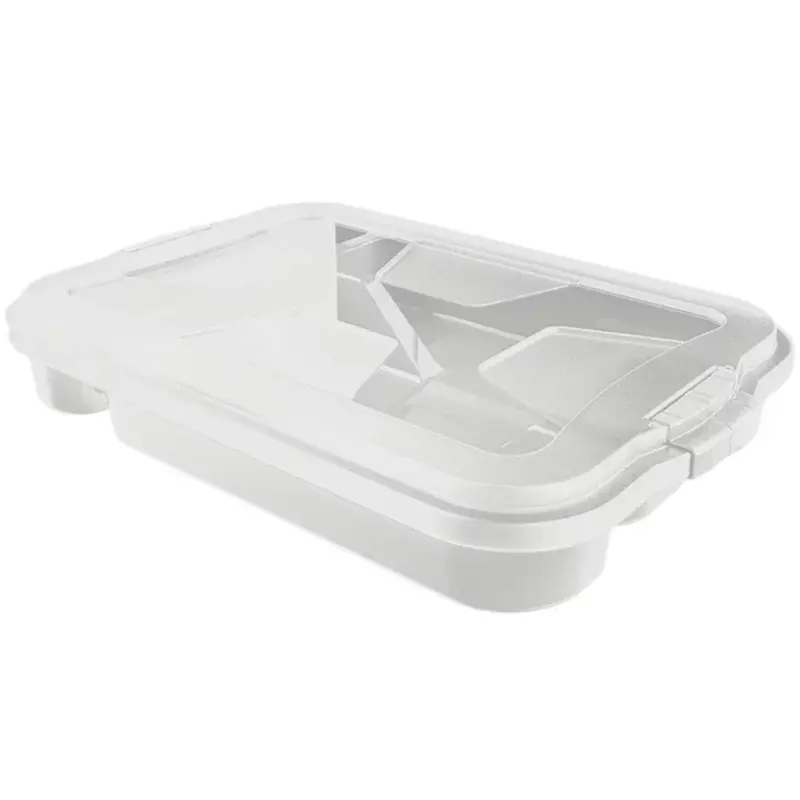 PORTA TALHER DE GAVETA DE PLASTICO BRANCO 5 DIVISORIAS + TAMPA E TRAVA 35,5X24,5X5,5CM