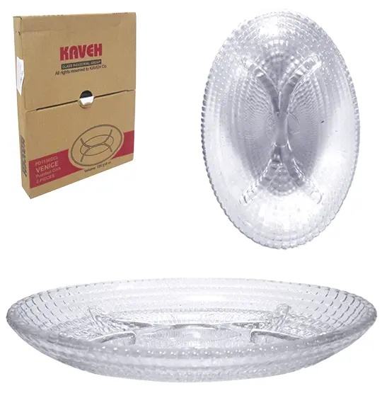 PETISQUEIRA DE VIDRO OVAL VENICE COM 4 DIVISORIAS 2 PECAS 16X10,5CM NA CAIXA