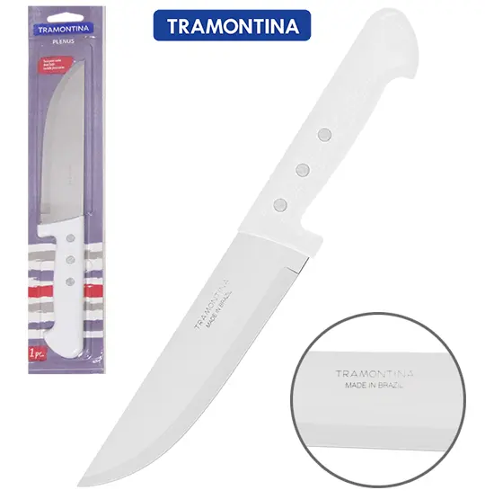 FACA DE COZINHA DE INOX 6'' CABO PLASTICO BRANCO PLENUS UNIVERSAL