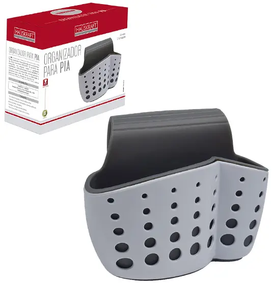 CESTO ORGANIZADOR DE PLASTICO PARA PIA COM ALCA REGULAVEL HAUSKRAFT 23X15CM