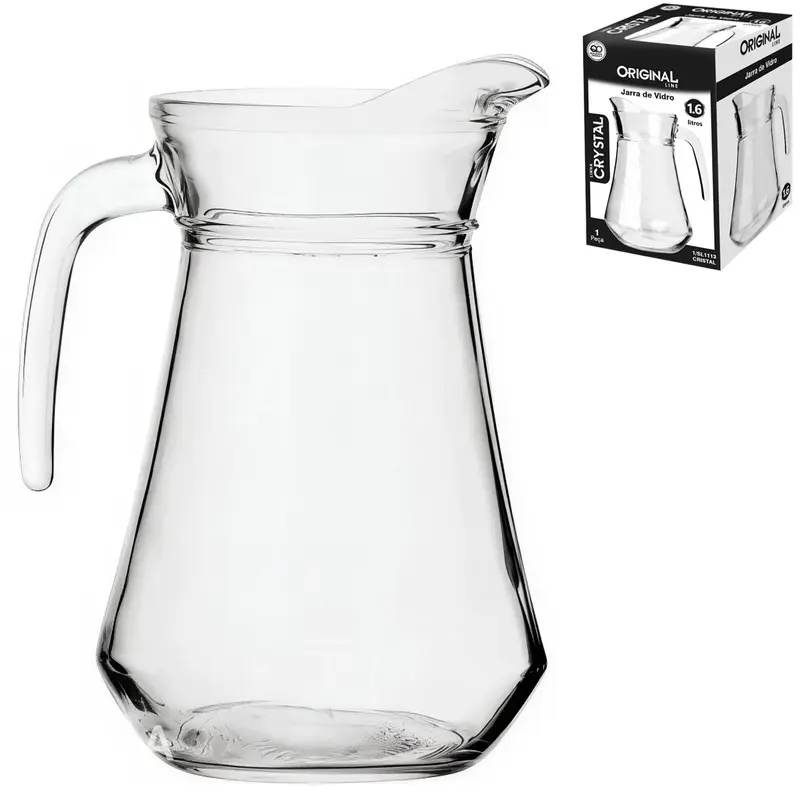JARRA DE VIDRO COM TAMPA DE ACRILICO CRYSTAL 1,6L