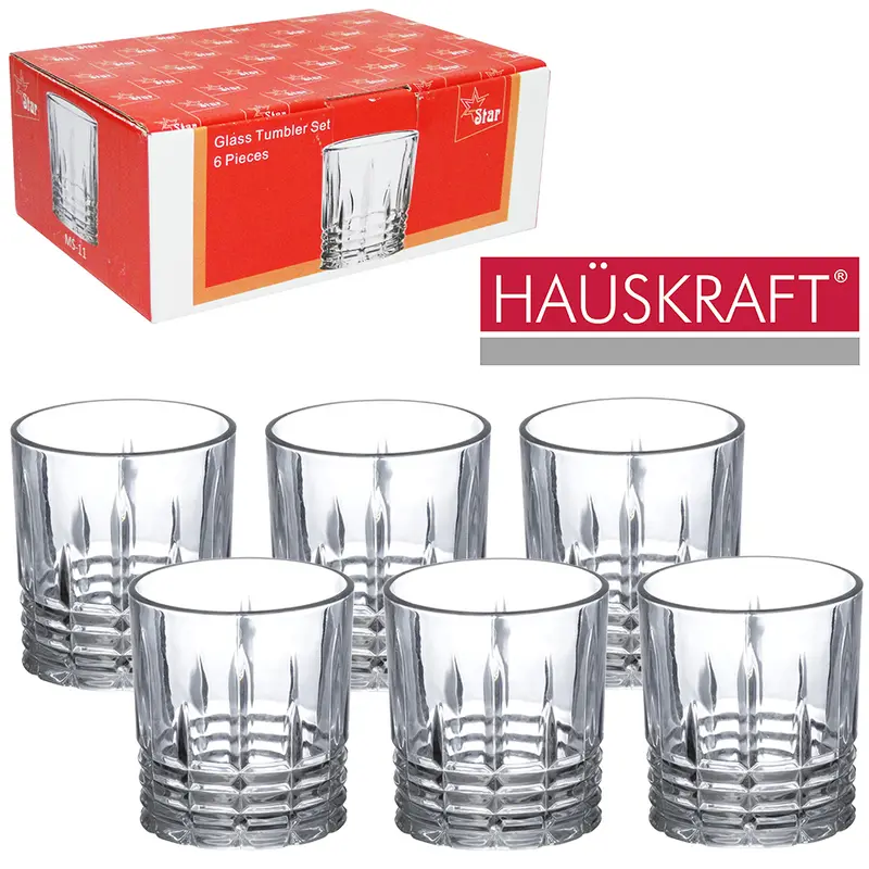 JOGO DE COPO DE VIDRO WHISKY BAIXO ESPARTA HAUSKRAFT COM 6 PECAS 240ML