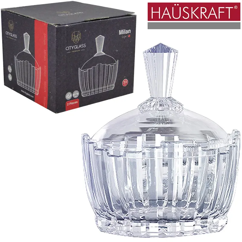 BOMBONIERE DE VIDRO COM TAMPA MILAN HAUSKRAFT 230ML 11,5X10CM DE Ø