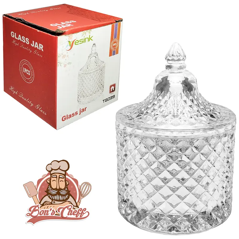 BOMBONIERE DE VIDRO COM TAMPA DOHA 10,5X6CM DE Ø BONS CHEFF