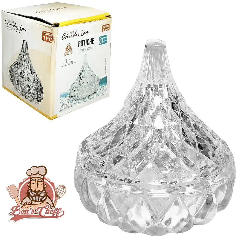 BOMBONIERE DE VIDRO COM TAMPA DUBAI 8X7,5CM DE Ø BONS CHEFF