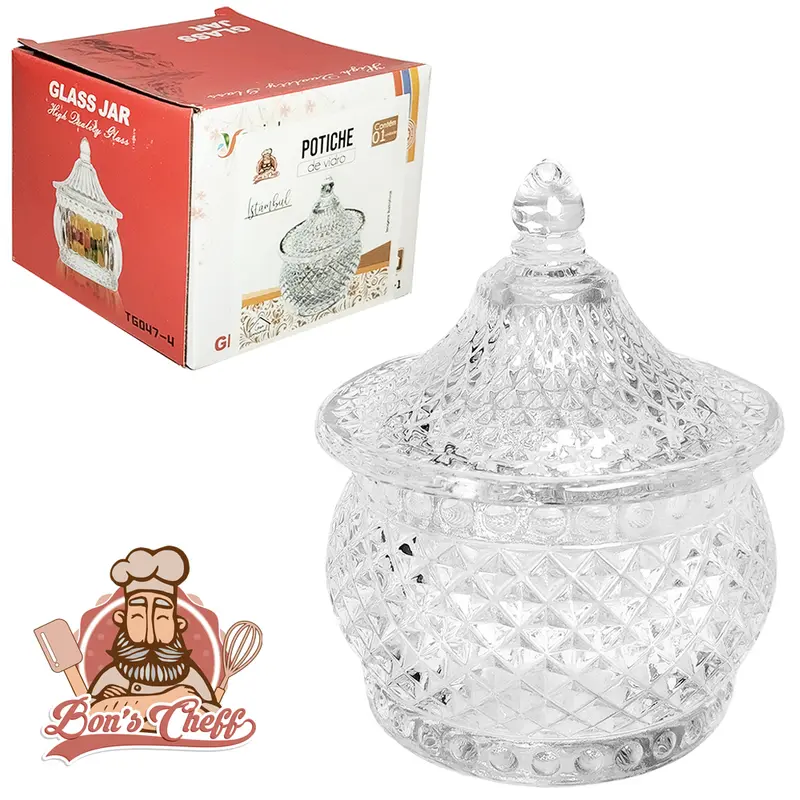 BOMBONIERE DE VIDRO COM TAMPA ISTAMBUL 9,5X6,5CM DE Ø BONS CHEFF