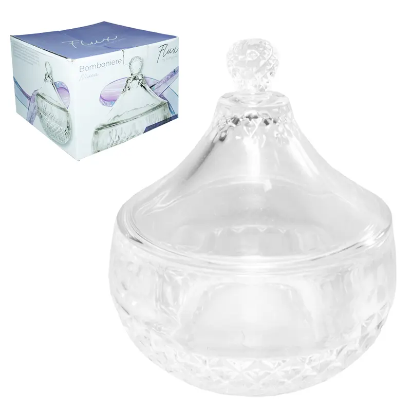 BOMBONIERE DE VIDRO COM TAMPA NIVEA FLUX 500ML 15,1X13,4CM DE Ø