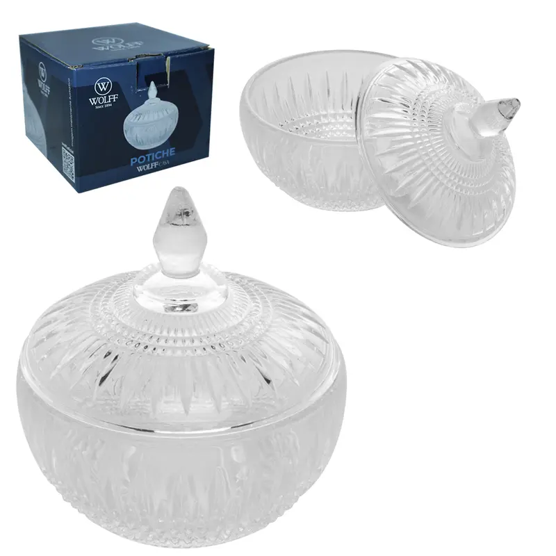 BOMBONIERE DE VIDRO CRISTAL COM TAMPA WOLFF