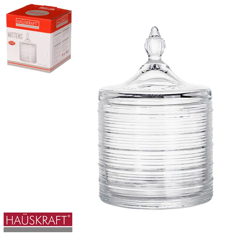 BOMBONIERE DE VIDRO COM TAMPA MITTENS HAUSKRAFT 15,5X10 DE Ø