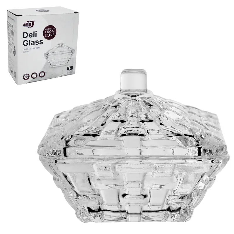 BOMBONIERE DE VIDRO COM TAMPA DELI GLASS 11,8X9,5CM