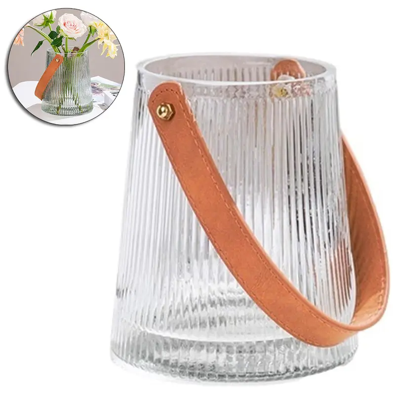 VASO DE VIDRO REDONDO COM ALCA 15,3X13CM DE Ø