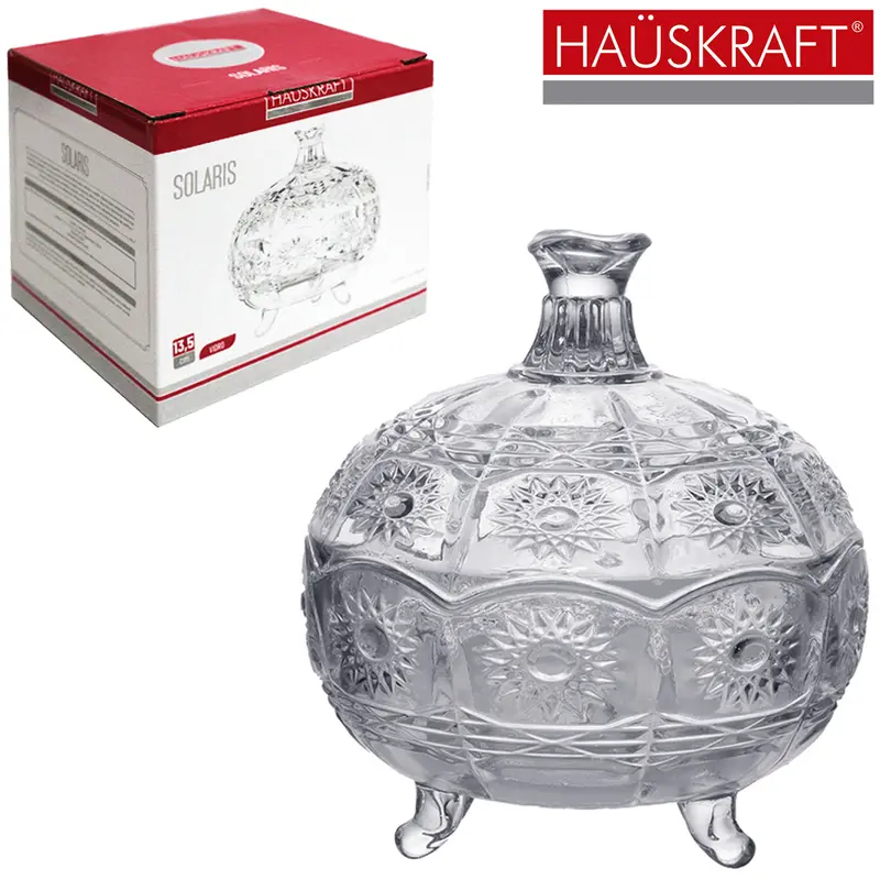 BOMBONIERE DE VIDRO COM PE E TAMPA SOLARIS HAUSKRAFT 330ML 13,5X11,5CM DE Ø