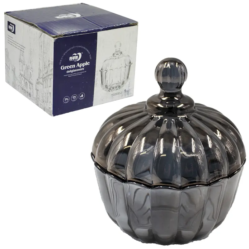 BOMBONIERE DE VIDRO COM TAMPA 10X9CM DE Ø NA CAIXA