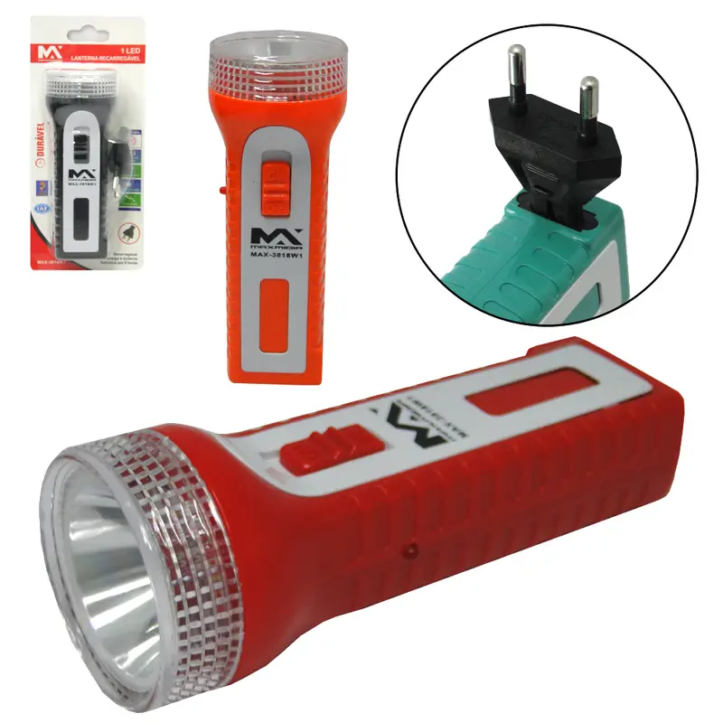 LANTERNA RECARREGAVEL BIVOLT MAXMIDIA COM 1 LED