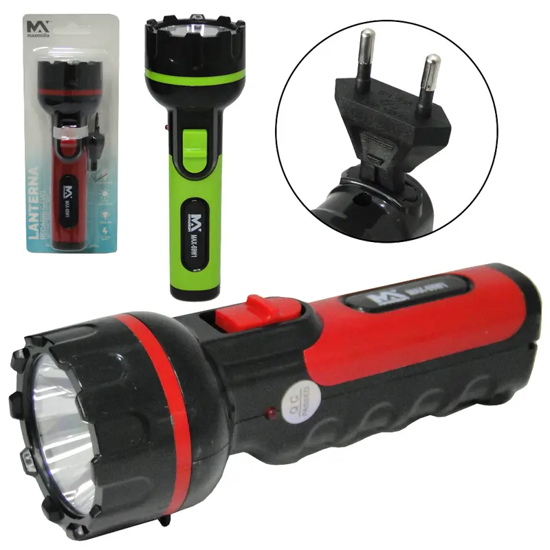 LANTERNA RECARREGAVEL BIVOLT MAXMIDIA COM 1 LED