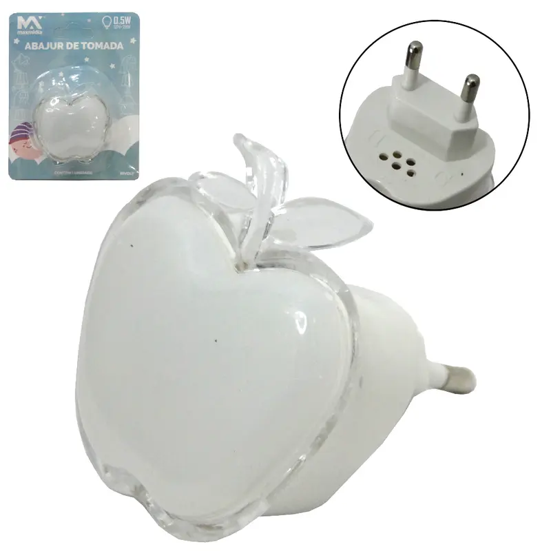 ABAJUR LUMINARIA DE TOMADA DE LED MACA BIVOLT MAXMIDIA 5,5X5CM
