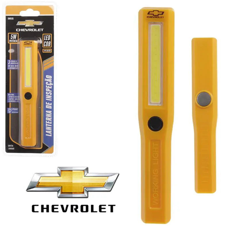 LANTERNA DE INSPECAO BASTAO MAGNETICO COM LED COB 5W A PILHA CHEVROLET