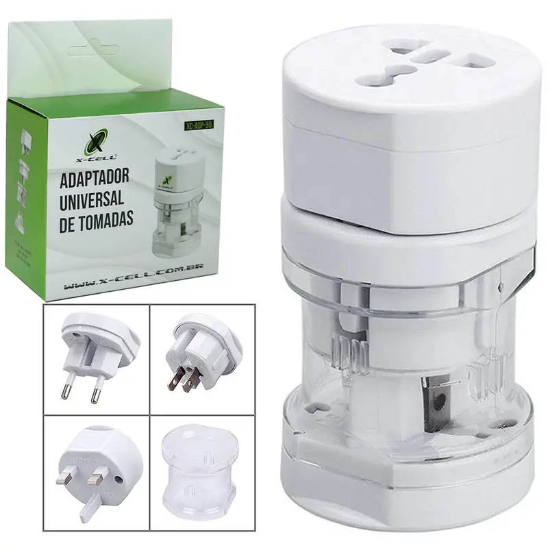 ADAPTADOR UNIVERSAL DE TOMADAS BIVOLT 4 PECAS X-CELL
