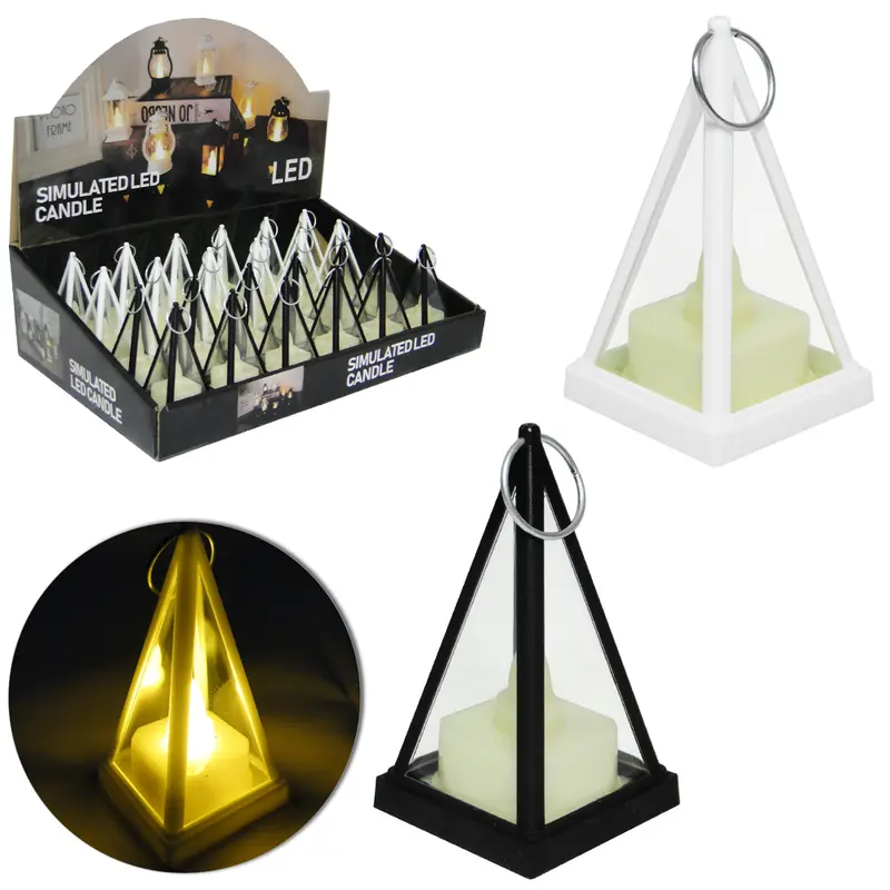 VELA DECORATIVA ELETRONICA DE LED PIRAMIDE A BATERIA 8X4,5CM