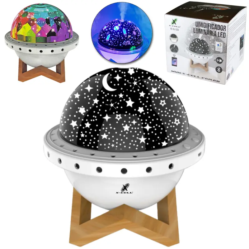 UMIDIFICADOR PARA AMBIENTES ABAJUR LUMINARIA GLOBO DE LED CABO USB / SOM 260ML 17X15CM DE Ø