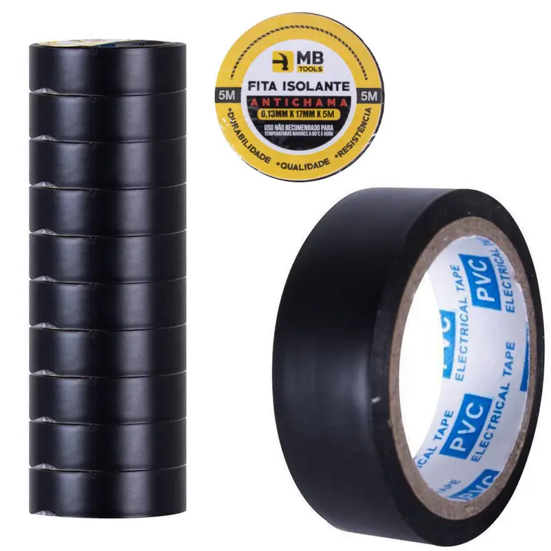 FITA ADESIVA ISOLANTE ANTICHAMA COM 10 PECAS 17MMX5M MB TOOLS