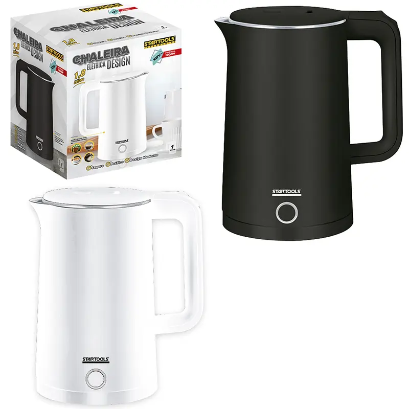 CHALEIRA JARRA ELETRICA DE INOX COM BASE REMOVIVEL + ALCA E LED INDICATIVO 1,6L 127V