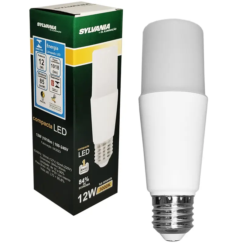 LAMPADA COMPACTA DE LED 12W 3000K AMARELA QUENTE BIVOLT