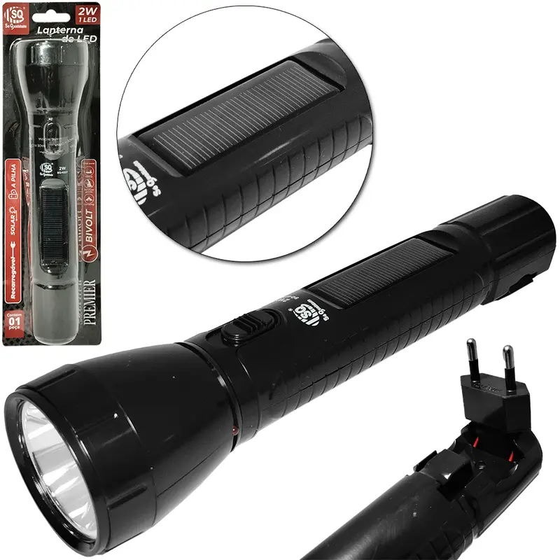 LANTERNA RECARREGAVEL BIVOLT 2W COM 1 LED