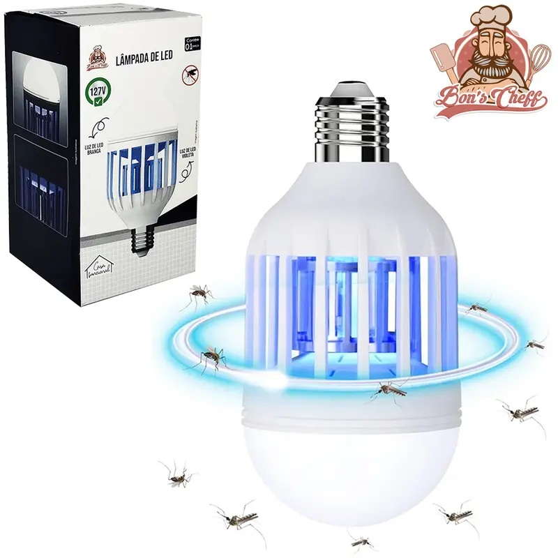 LAMPADA DE LED COM LUZ UV MATA MOSQUITO 127V BONS CHEFF