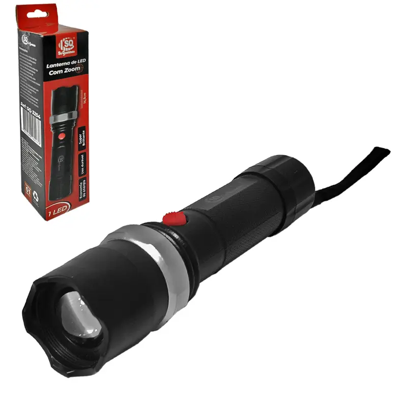 LANTERNA COM 1 LED + FOCO REGULAVEL E ALCA A PILHA