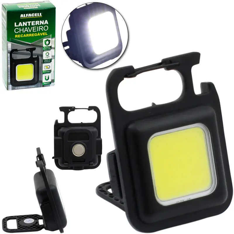 LANTERNA TATICA RECARREGAVEL MAGNETICO 800 LUMENS COM 30 LEDS + ABRIDOR DE GARRAFA E CABO USB