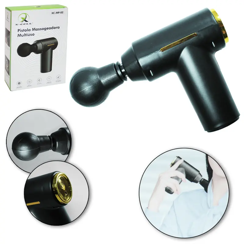 MASSAGEADOR CORPORAL PISTOLA MASSAGE GUN RECARREGAVEL 2 VELOCIDADES + CABO USB