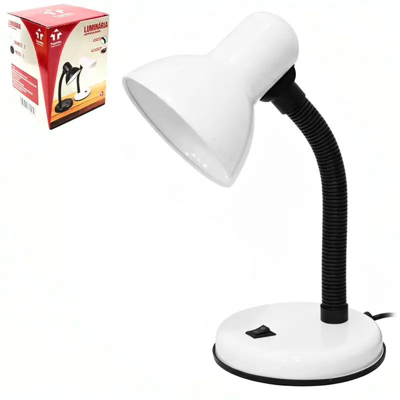 ABAJUR LUMINARIA DE MESA FLEXIVEL COM BASE DE PLASTICO BIVOLT 31X11,5X14CM DE Ø