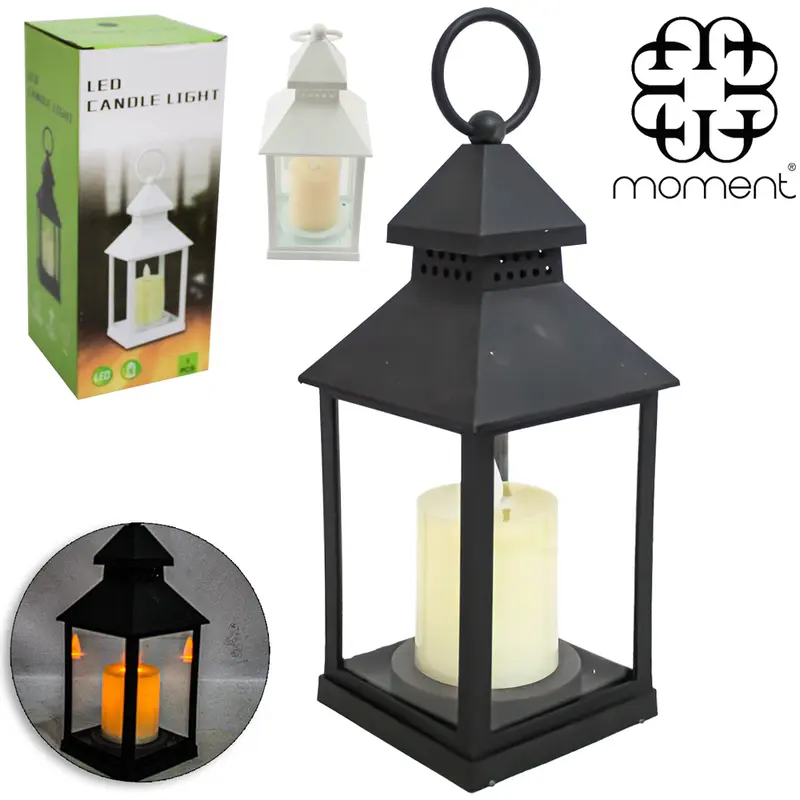LUMINARIA / LAMPARINA DECORATIVA DE PLASTICO / VIDRO COM VELA ELETRONICA DE LED A PILHA 23X9,5X9,5CM
