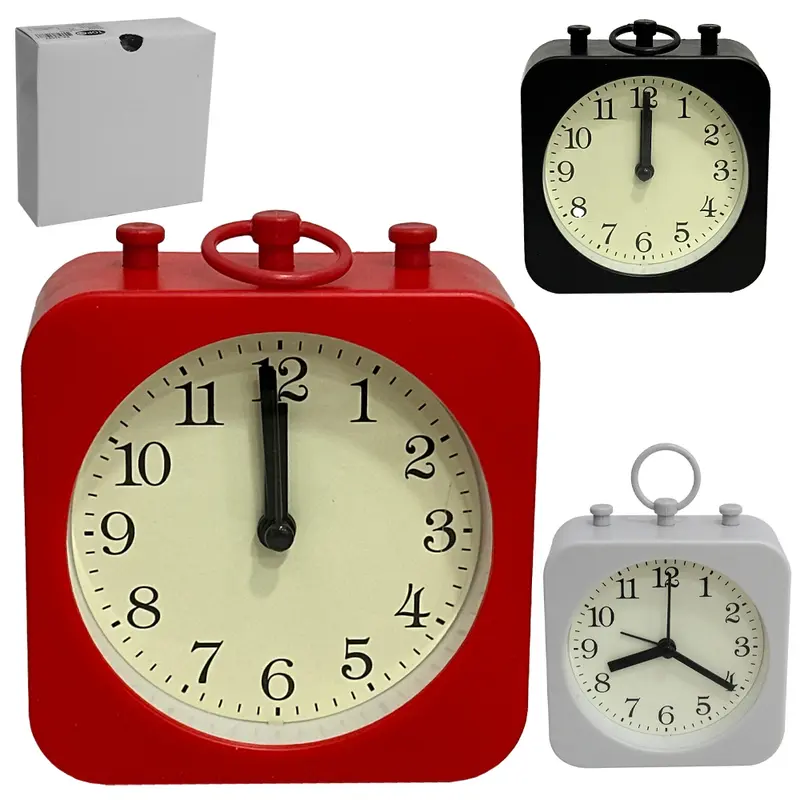 RELOGIO DE MESA / DESPERTADOR QUADRADO 10CM
