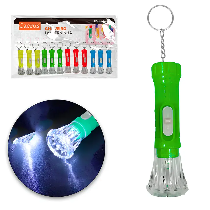 CHAVEIRO LANTERNA DE LED A BATERIA COM 12 PECAS 7X2,3CM