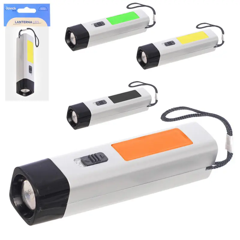 LANTERNA DE PLASTICO COM 1 LED A BATERIA 12X2,5CM