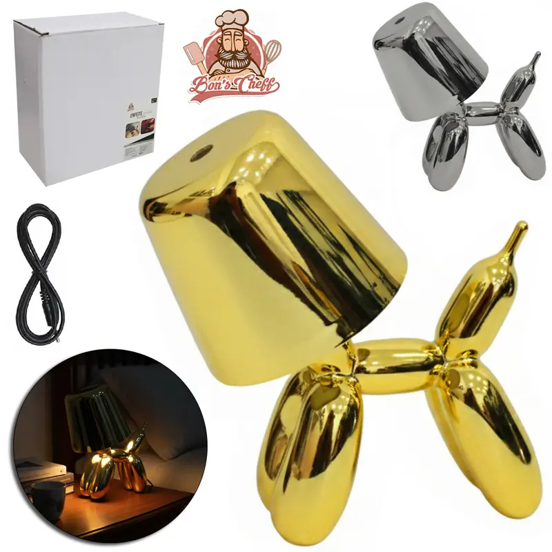 ABAJUR LUMINARIA DE PORCELANA RECARREGAVEL CACHORRO DE BALLON + SENSOR TOUCH USB 22X16,5CM