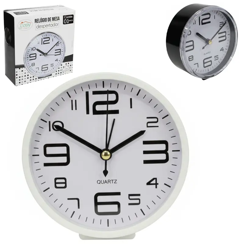 RELOGIO DE MESA / DESPERTADOR REDONDO 10CM DE Ø