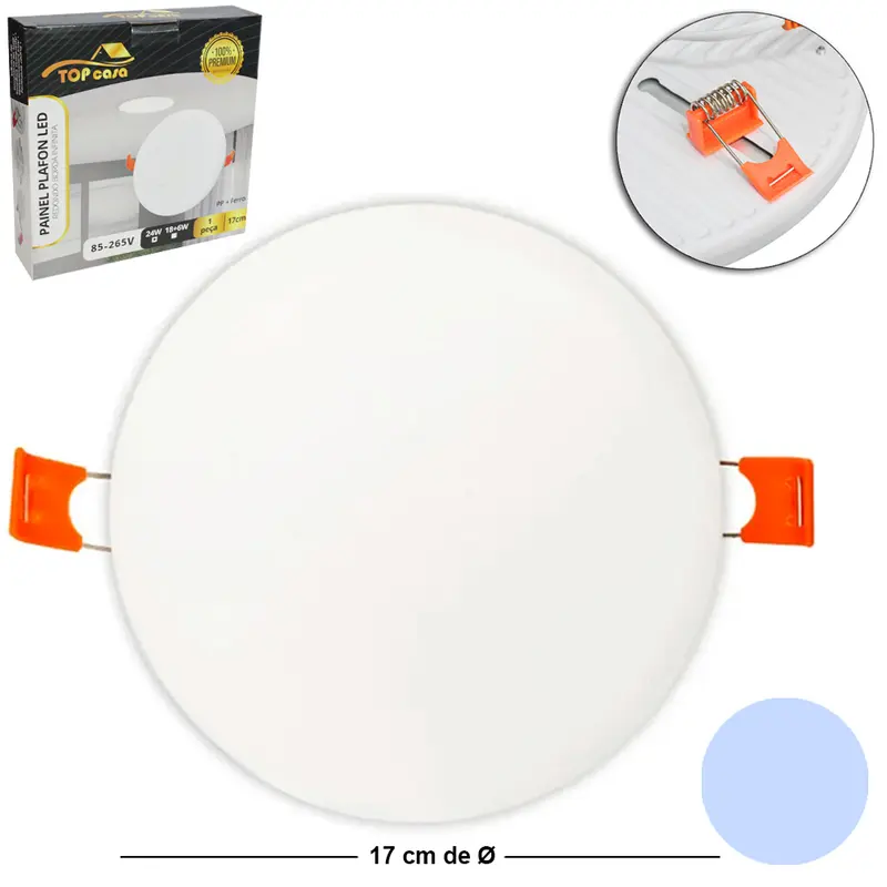 LUMINARIA PAINEL PLAFON LED REDONDO BORDA INFINITA SOBREPOR 24W 6500K BRANCA BIVOLT PREMIUM TOP CASA