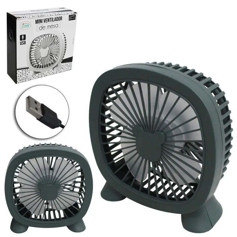 MINI VENTILADOR DE MESA DE PLASTICO USB 13X12CM