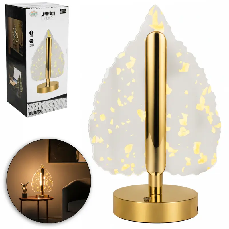 ABAJUR LUMINARIA ACRILICO RECARREGAVEL TOUCH 3 CORES DE LUZ USB 25X10CM